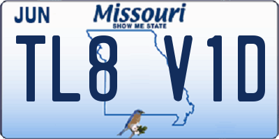 MO license plate TL8V1D