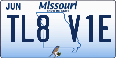 MO license plate TL8V1E