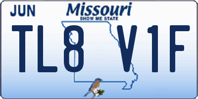 MO license plate TL8V1F