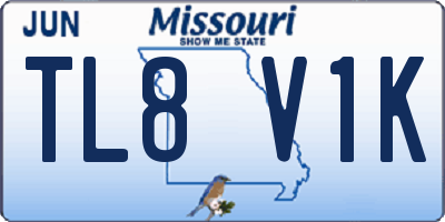 MO license plate TL8V1K