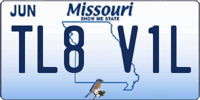 MO license plate TL8V1L