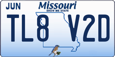 MO license plate TL8V2D
