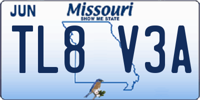 MO license plate TL8V3A