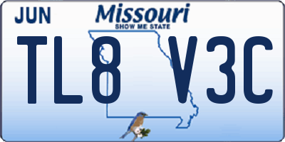 MO license plate TL8V3C