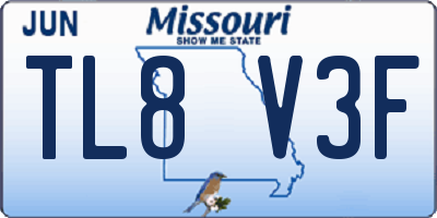 MO license plate TL8V3F