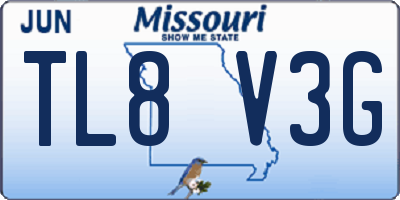 MO license plate TL8V3G