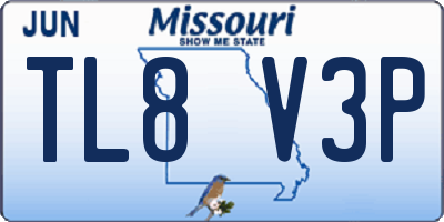 MO license plate TL8V3P