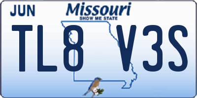 MO license plate TL8V3S