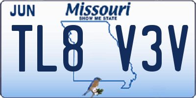 MO license plate TL8V3V