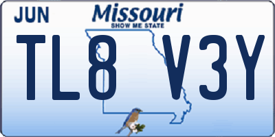 MO license plate TL8V3Y
