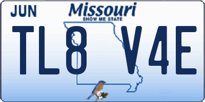 MO license plate TL8V4E