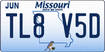 MO license plate TL8V5D