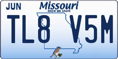 MO license plate TL8V5M
