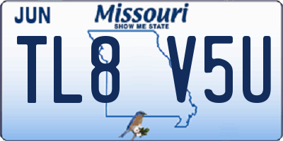 MO license plate TL8V5U