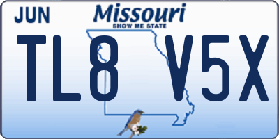 MO license plate TL8V5X