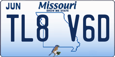 MO license plate TL8V6D