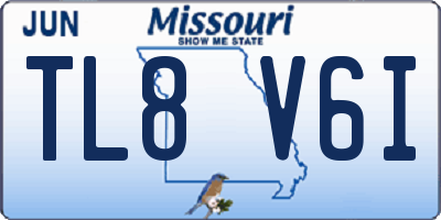 MO license plate TL8V6I