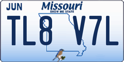 MO license plate TL8V7L