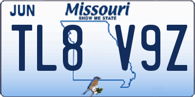 MO license plate TL8V9Z