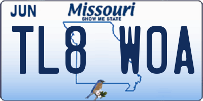MO license plate TL8W0A