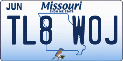 MO license plate TL8W0J