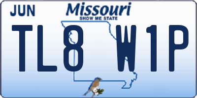 MO license plate TL8W1P