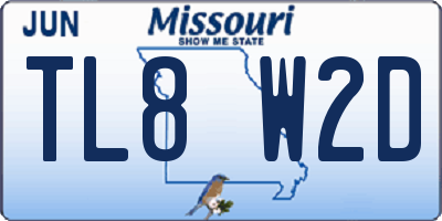 MO license plate TL8W2D