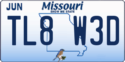 MO license plate TL8W3D