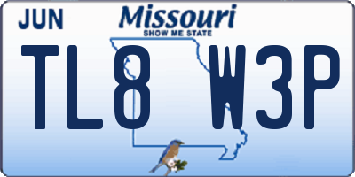 MO license plate TL8W3P