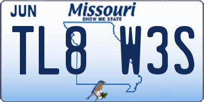 MO license plate TL8W3S