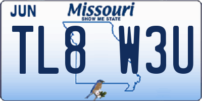 MO license plate TL8W3U