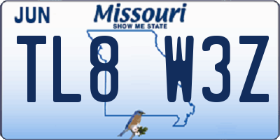 MO license plate TL8W3Z