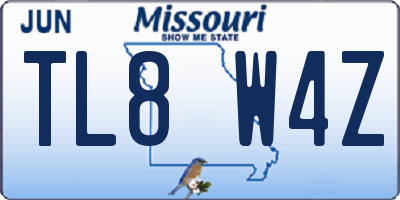 MO license plate TL8W4Z