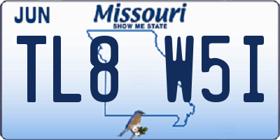 MO license plate TL8W5I