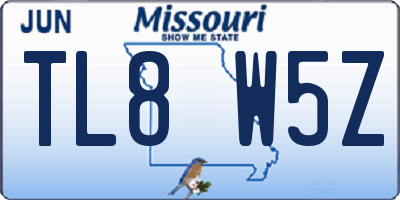 MO license plate TL8W5Z