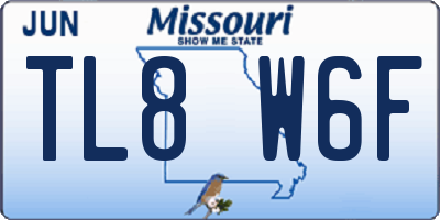 MO license plate TL8W6F