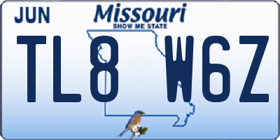MO license plate TL8W6Z