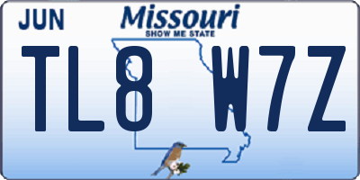 MO license plate TL8W7Z