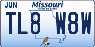 MO license plate TL8W8W