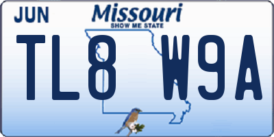 MO license plate TL8W9A