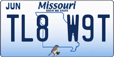 MO license plate TL8W9T