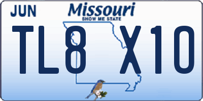 MO license plate TL8X1O