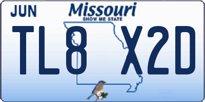 MO license plate TL8X2D