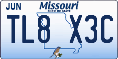 MO license plate TL8X3C