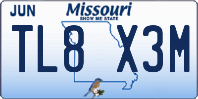 MO license plate TL8X3M