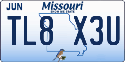 MO license plate TL8X3U