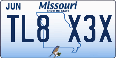 MO license plate TL8X3X