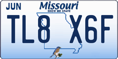 MO license plate TL8X6F