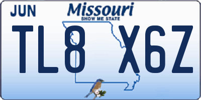 MO license plate TL8X6Z