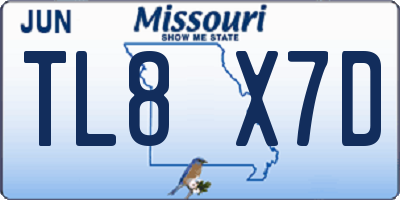 MO license plate TL8X7D